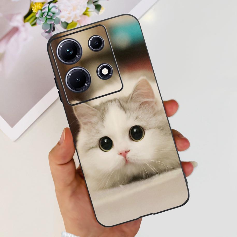 For Infinix Note 30i Case Stylish Flower Black TPU Shockproof Bumper For Infinix Note 30 Pro X678B Phone Cover Note 30 5G Fundas