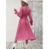 Spring and Autumn Women's Dress Fashion Tie Pleated Long Sleeve Swing Dress