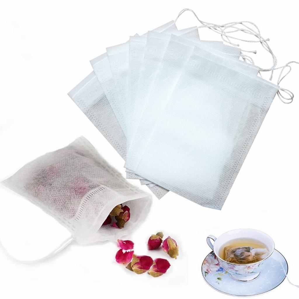 YFFSFDC Disposable Tea Bags, 200-Count, Drawstring Non-Woven Tea Bags for Black Tea, Green Tea, Barley Tea, and Coffee Filters (10cm x 15cm)