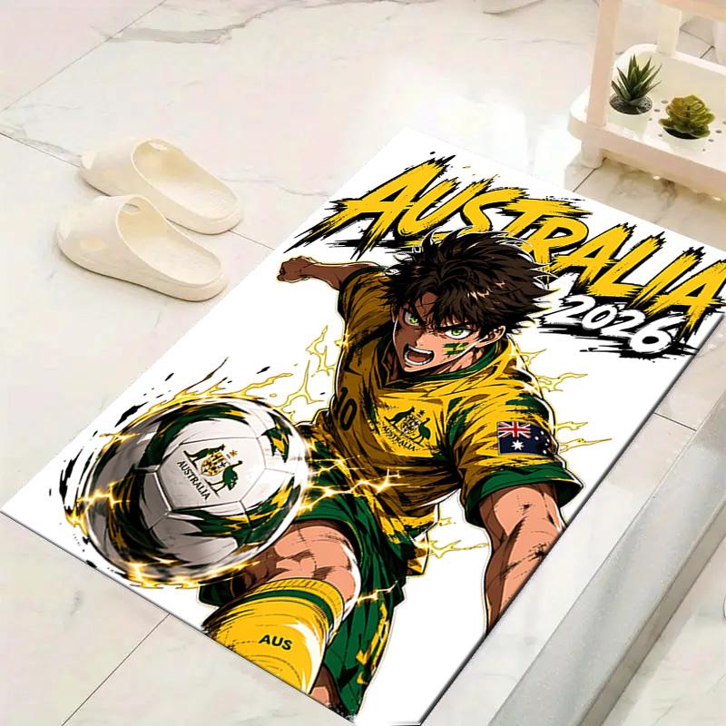 1pc Football Passion Australia Rug, Office Carpet Indoor Outdoor Entrance Doormat, Non-Slip Soft And Comfortable, Living Room. Q7140185