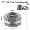 1PCS PVC 1/2"3/4"1"Water Tank Connector Drain Pipe Accessories Aquarium Joints Water Pipe Fittings Thread Adaptor Tank Bulkhead