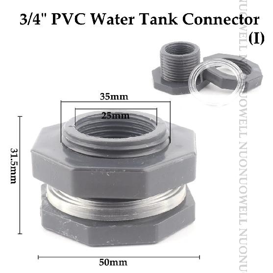 1PCS PVC 1/2"3/4"1"Water Tank Connector Drain Pipe Accessories Aquarium Joints Water Pipe Fittings Thread Adaptor Tank Bulkhead