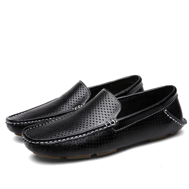 Summer Genuine Leather Loafers Men Breathable Moccasins Boat Shoes for Man Classic Driving Men's Shoes Luxury Hollow Male Flats