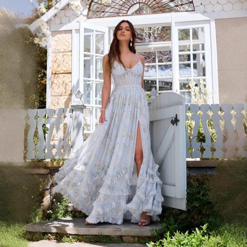 Beautiful and Unique Suspender Dress for Seaside Vacation, Super Stylish and Elegant, Waist-Cinching Long Dress for Women, New Summer Style