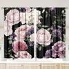 Botanische Blumendruck Vorhänge 2-teiliges Polyester-Set für Schlafzimmer Wohnzimmer Arbeitszimmer Elegante Blüten Fensterdekoration
