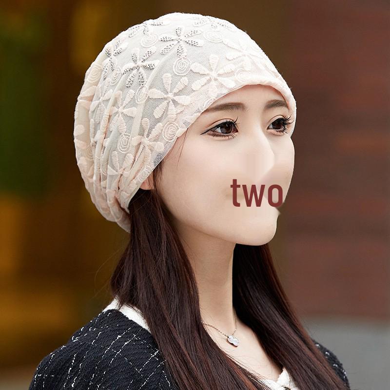 

Дышащий кружевной платок-шапка для женщин: Стройнящий, Легкий, Закрашивает седину One Size бежевый