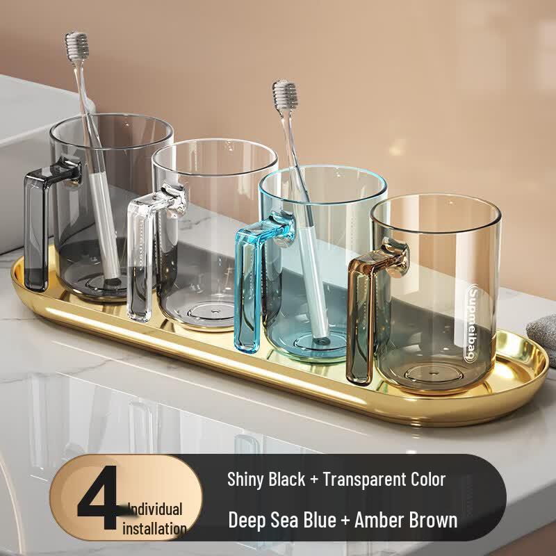 LIEI Wall-Mounted Toothbrush Holder with Couple Cups