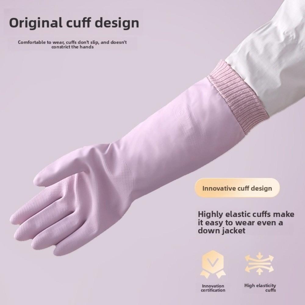 Waterproof Fleece Gloves Durable Dishwashing Gloves Long Cuff Kitchen Gloves Household