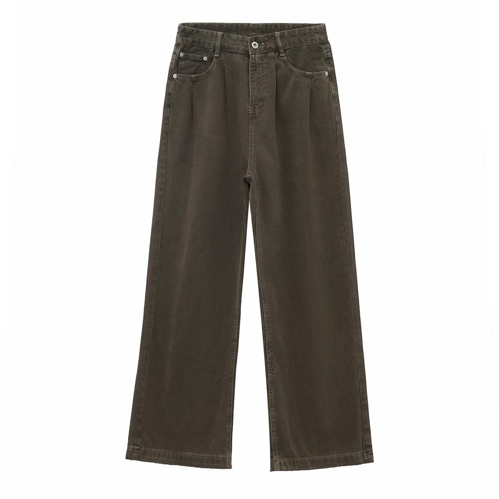 Men's Solid Color Vibe Classic Wide-leg Straight Cotton Casual Washed Jeans