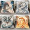 Chinese Style Dragon Pillowcase Dormitory Decoration Office Living Room Home Pillowcase