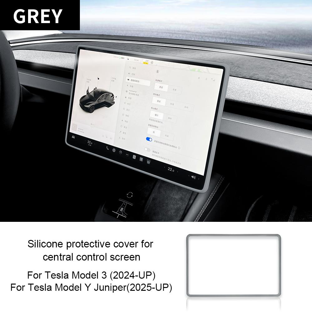For Tesla Model 3 Highland 2025 Model Y Juniper 2025-up Silicone Screen Frame Display Edge Protector Central Control Accessores