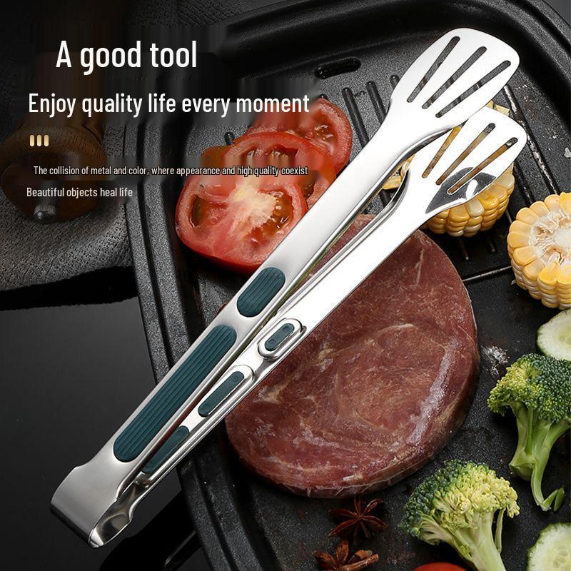 201 Stainless Steel Anti-Scald Silicone Food & Barbecue Tongs for Kitchen & Steak