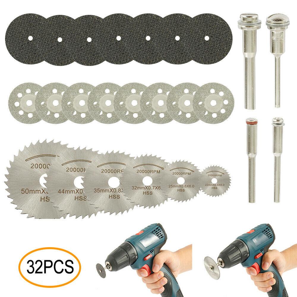 32Pcs//set Diamond Cutting Discs Wheel HSS Saw Blades Kit Drill Bit Rotary Tool
