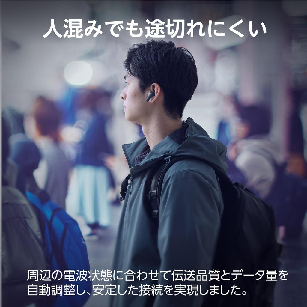 ELECOM Bluetooth Wireless Noise IPX4 Sound Touch Automatic Blue Black Earphones, Cancelling, High-Resolution Audio, Waterproof, [Earplugs/Low