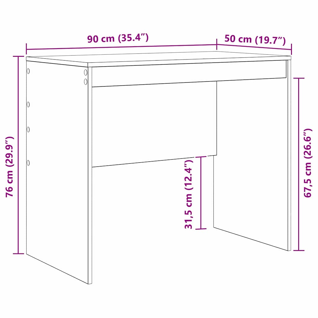 Concrete Grey Desk 90 x 50 x 76 cm
