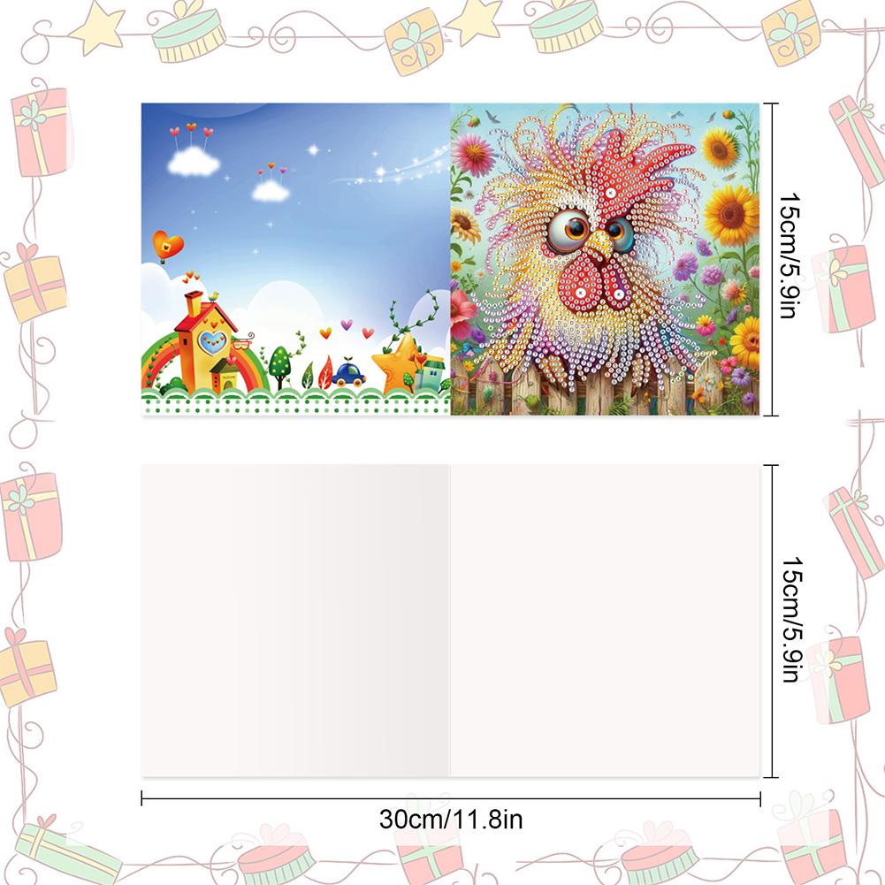 8Pcs Christmas Diamond Handmade Card Rhinestone Painting Card Kit Diamond Painting Greeting Card for Holiday Party Favors