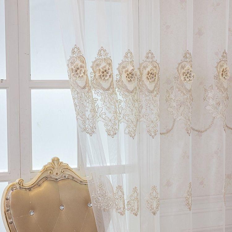 Boho Embroidered Gauze Curtains Jacquard Curtain Set with Grommet Top,Decorative Sheer Curtains for Bedroom and Various Room