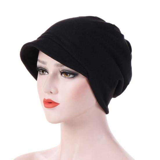 Moda damska Bawełna Pure Color Ciepła jesienna czapka Doug Chinstrap wzdłuż turbanu
