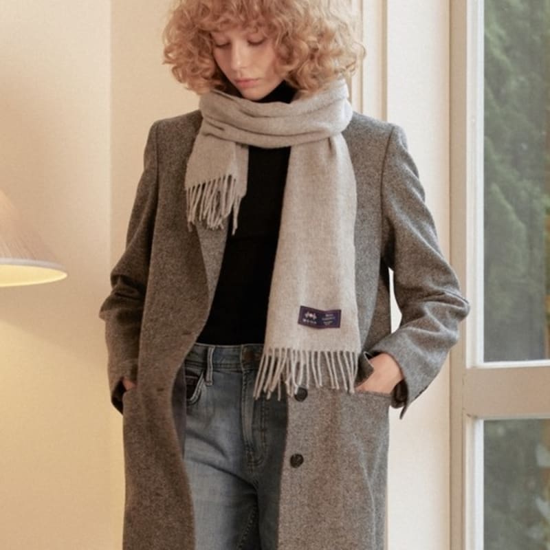 ABRAHAM MOON Merino Wool Muffler 25cm - Silver