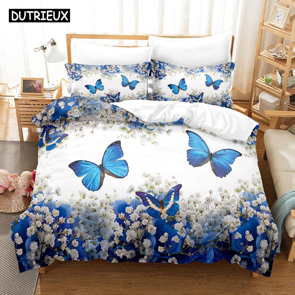 Conjunto de cama Butterfly Strike impresso em 3D, capa de edredom com fronha, cama dupla completa, queen, king