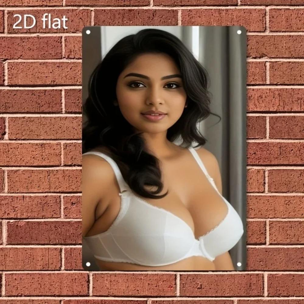 Metal Wall Art Woman Portrait Iron Plaque for Home Bar Cafe Decor Wall Decor