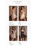 Guiruo Plus Size Deep V Underwire Mesh Camisole Nightgown Set