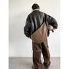 Unisex Japanese Retro Lambswool Leather Jacket for Autumn and Winter