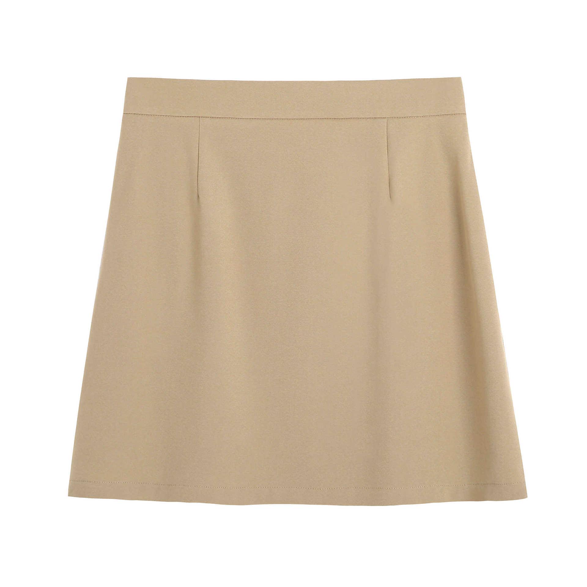 

Plus Size Women s Solid A-Line Elastic High-Waist Skirt - Simple Summer Style 3XL (recommended for 80-90 kg) хакі