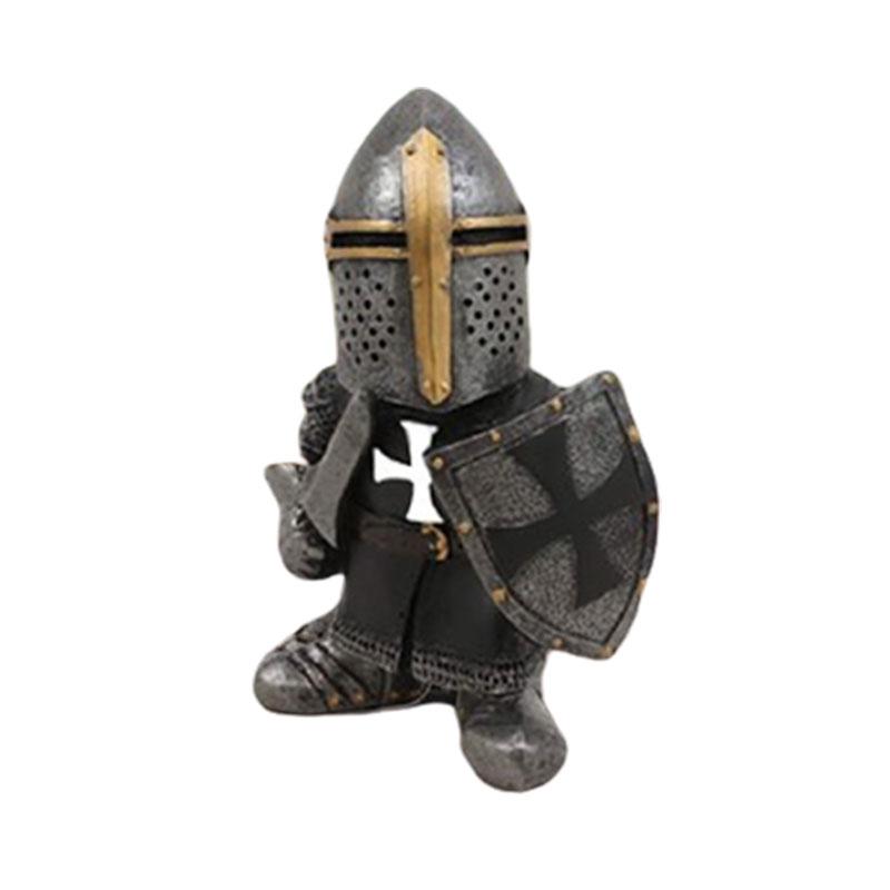 Knight Gnomes Garden Statue Guard Cross Templar Dwarf Guard Armor Samurai Miniature European Knight Resin Garden Decoration