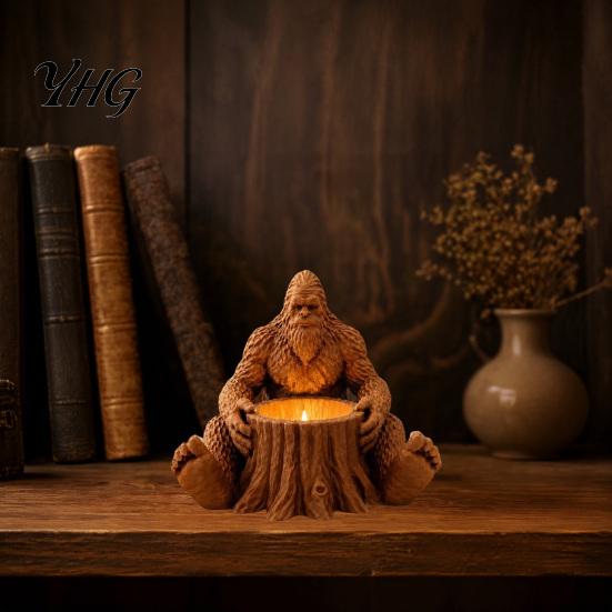 Thoughtful Housewarming Gift Giant Forest Creature Statue Candle Holder, Sitting Tree Stump Tealight Candlestick, Creative Conversation Starter