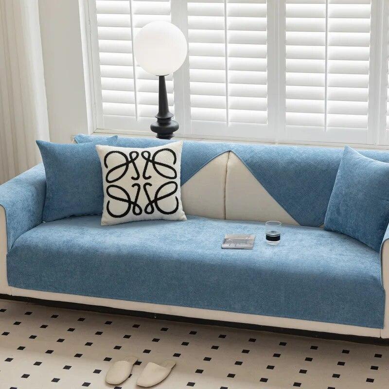 

Новый чехол для дивана синели Macaron, сплошной цвет, противоскользящая подушка для дивана для гостиной, чехол для дома, защита от пыли 70x70cm 1pcs