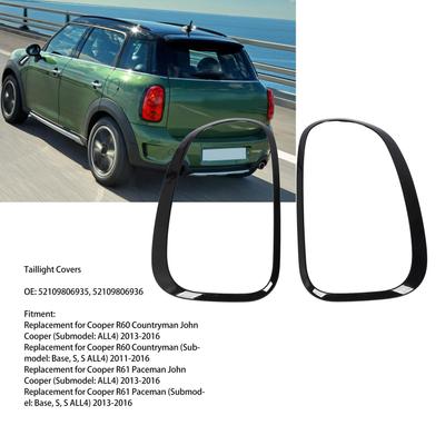 1 Pair Car Taillight Covers 52109806935 Protective Rear Tail Light Ring Replacement for Cooper R60 Countryman Glossy Black