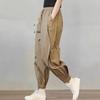 Harem Pants Loose Drawstring Pockets Streetwear Deep Crotch Ankle Banded Aesthetic Lady Cargo Trousers Women Clothing