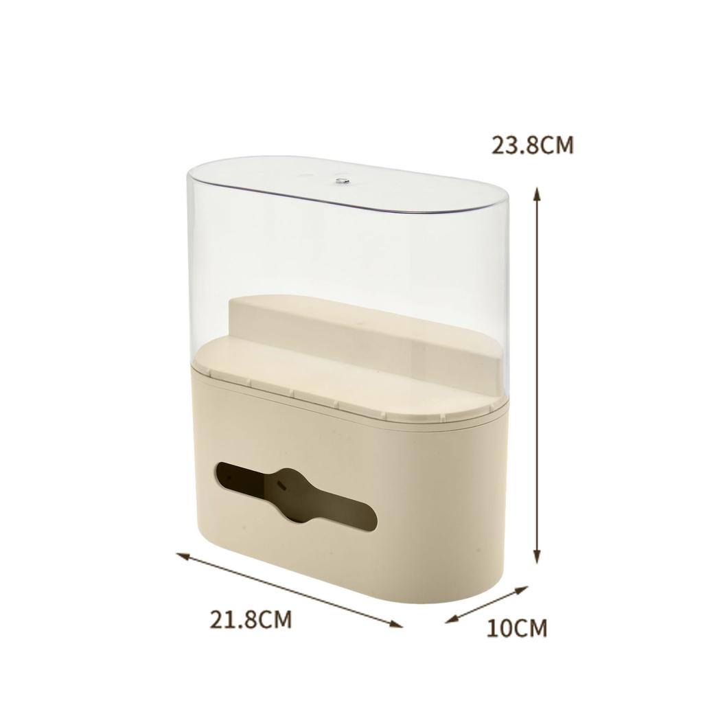 Novelty Tissue Box Organizer with Figurine Display Acrylic Transparent Storage Box for Labubu Tissue Dispenser for Desk Decor