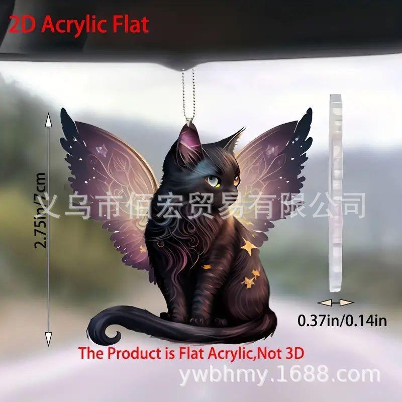Charming Acrylic Cartoon Cat Car Ornament Perfect For Interior Decoration And Halloween Festivities