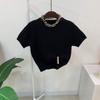 C S In The Room Cre Wool 25 baSiC Double Cable Round neCk Short Sleeve Knit 4Col