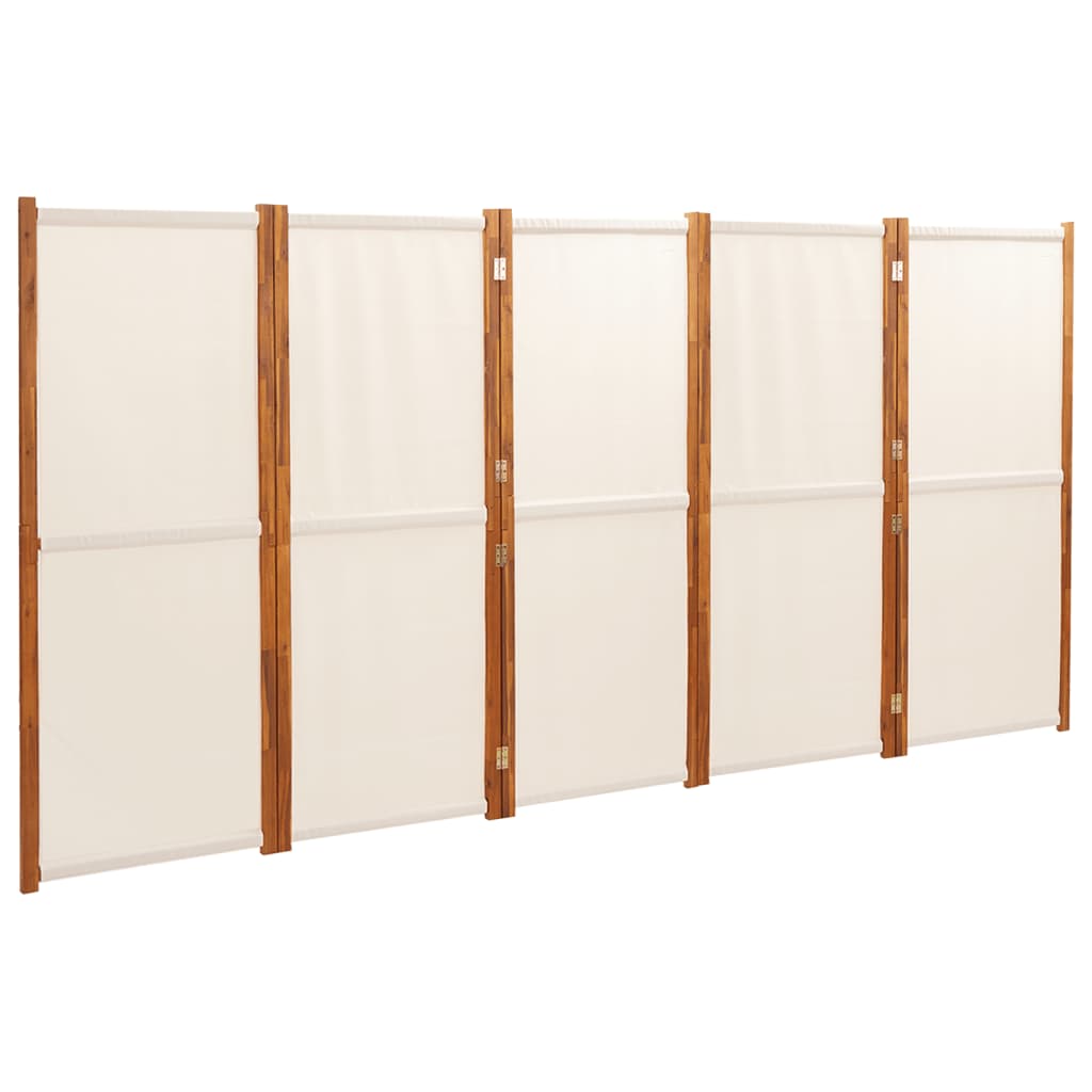 5 Piece Room Divider Cream White 350 X 180 Cm