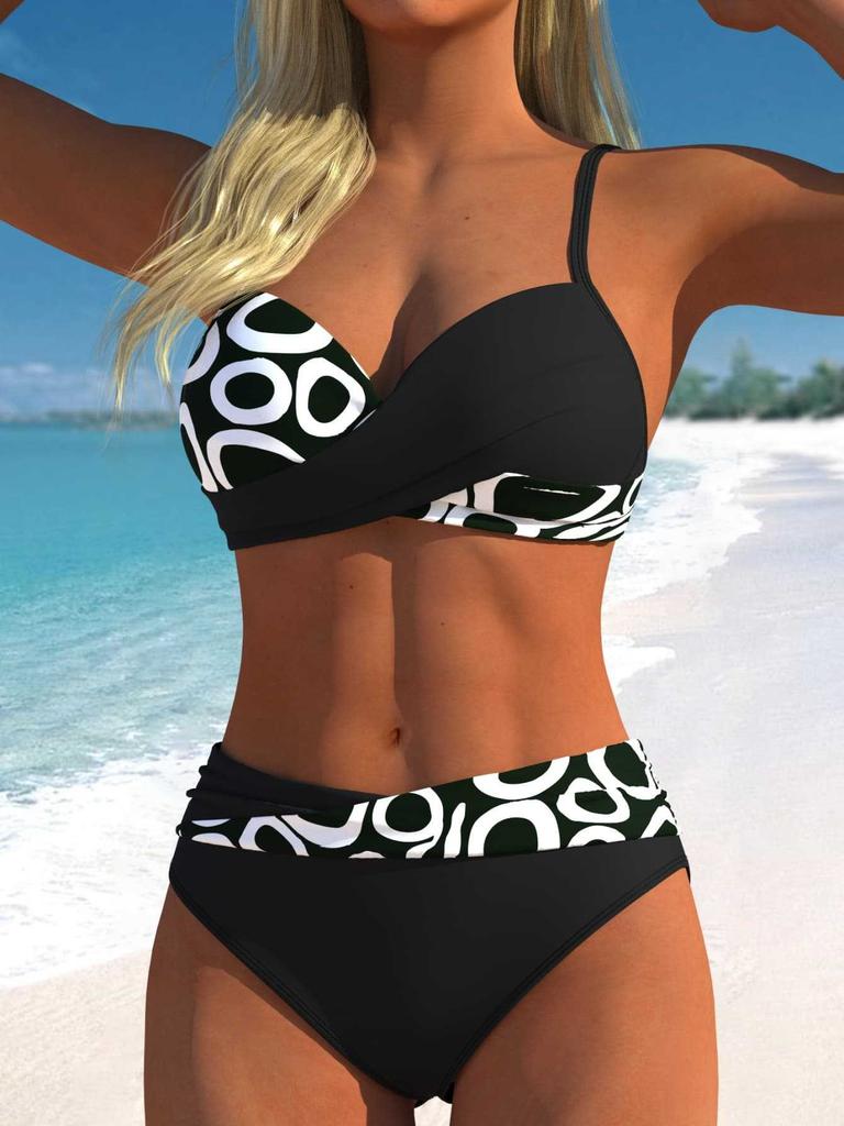 1011 Europejski i amerykański nowy bikini z paskami trójkątna torba podzielony strój kąpielowy nowy