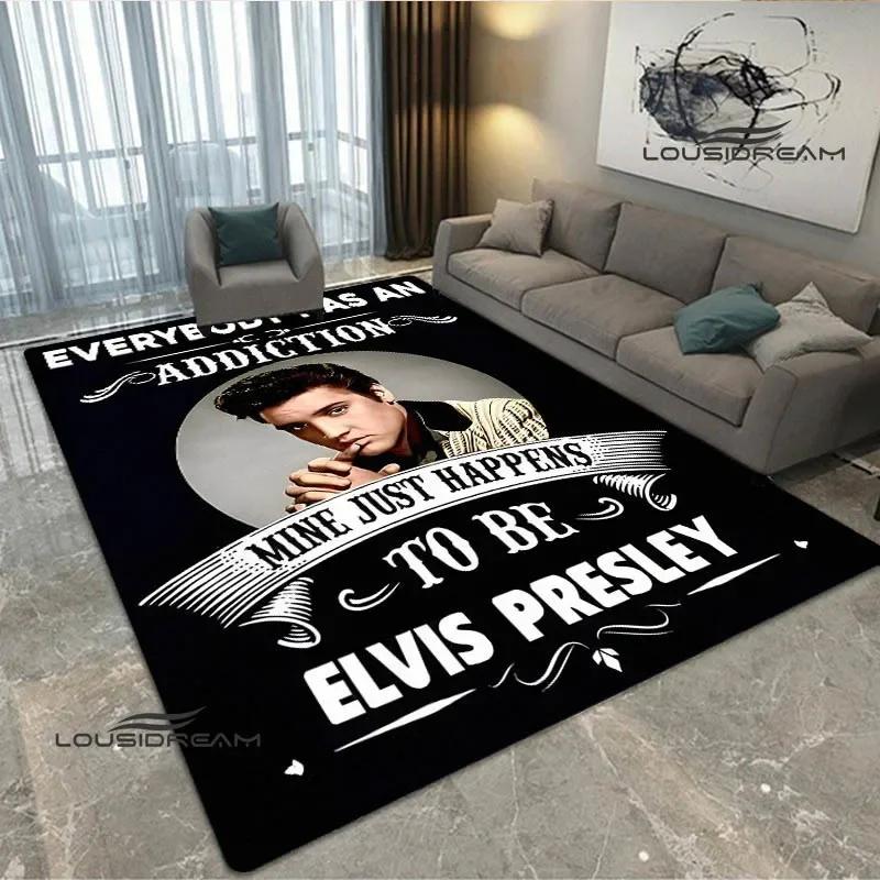 Tappeto Stampato Retro E-Elvis-Presley Tappeto per Soggiorno Camera da Letto Zerbino Antiscivolo Oggetti di Scena per Fotografia Tappeto Kawaii Regalo di Compleanno