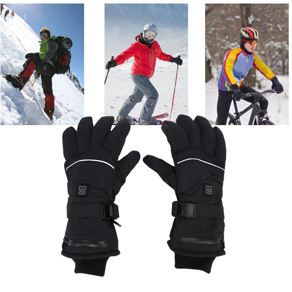 Heated Gloves for Men Women PU Nylon 3 Settings Rechargeable Touchscreen Hand Warmer Electric Heating Gloves with 2 Batteries for Winter Skiing