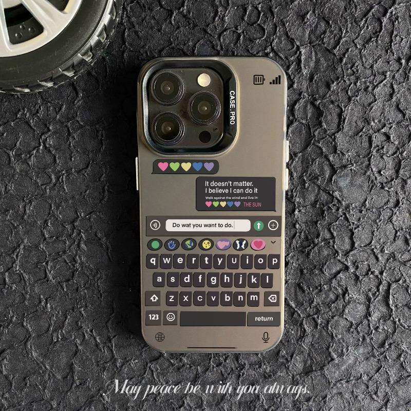 

Цветной двухслойный чехол Sier для iPhone 16 15 14 13 12 Pro Max с напылением, жесткий чехол, чехол для телефона с клавиатурой, крутые задние чехлы For iPhone 16 Pro Max чёрный