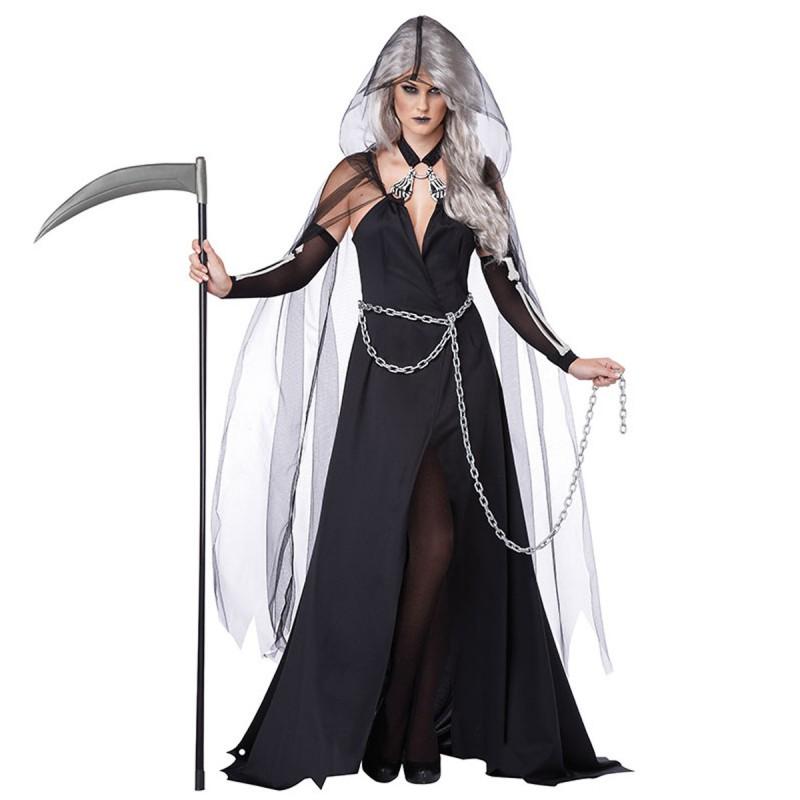 Halloween Witch Vampire Ghost Devil Cape Costume Adult Female Party Stage Performance Outfit