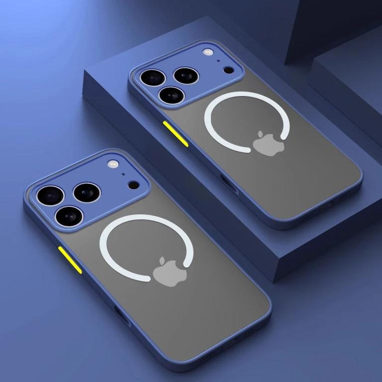 Matte Magsafe Magnetische Handyhülle für iPhone 16 15 14 13 12 11 Pro Max 17 Air PC Hart Drahtloses Laden Anti-Fingerabdruck Abdeckung
