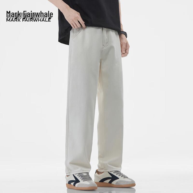 Mark Fairwhale Men's White Straight Loose Jeans