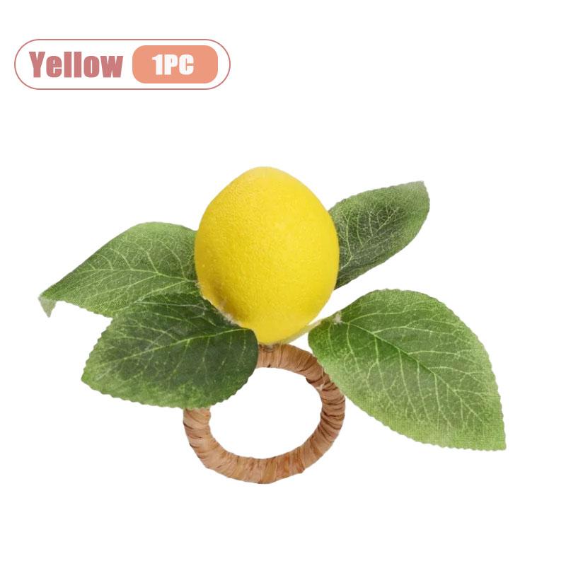 

Realistic Lemon Napkin Rings with Leaves, Fruit Napkin Holders Decorative Table Napkin Clips for Dining and Party Settings