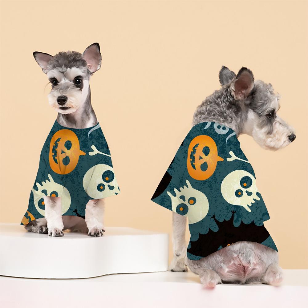Cross-border Halloween Print Pet T-shirt for Small/Medium Dogs & Cats - Spring/Autumn Two-legged Casual Wear