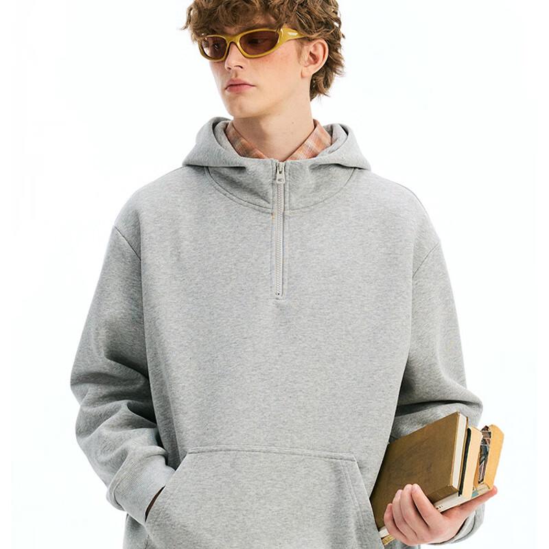 Fingercroxxit Fleece Lined Half-Zip Hooded Sweatshirt