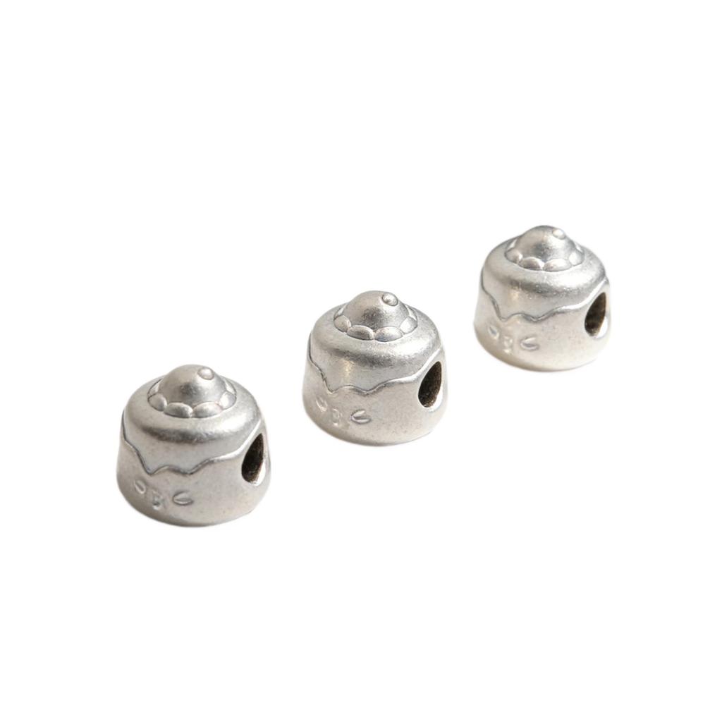 Sterling Silver 999 Cake Bead DIY Jewelry Spacer - Cute Kawaii Shapes Bracelet Accessories