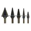 5pc Black & Gold Step Drill Bit Set with Imperial Size Triangle Shank In Aluminum Box