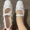 Casual Summer Square Head Single Shoes Female Mother Shoes Flat Bottom Beans Wholesale Large Size